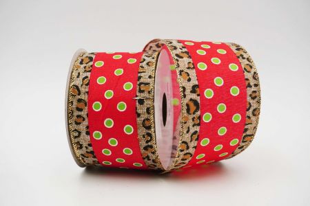 Leopard Print Wired Ribbon_KF6591G-7_Rood